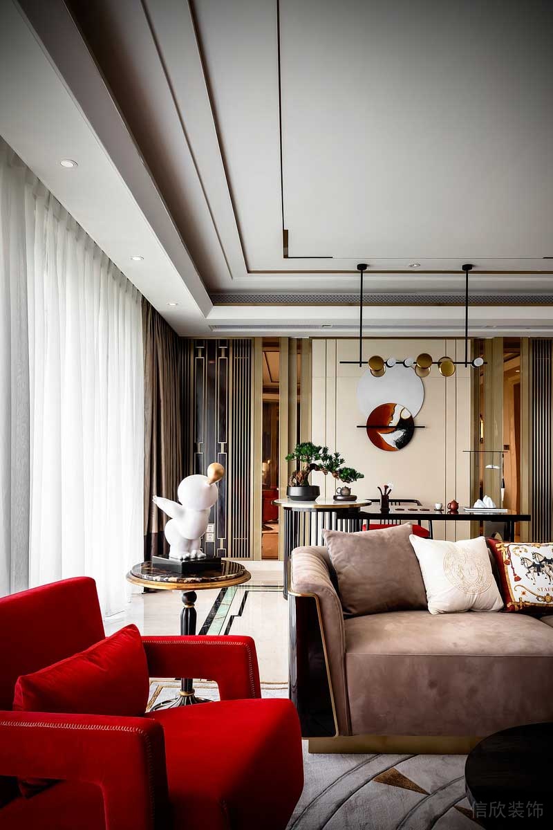 深圳龍華家裝復古輕奢風裝修設計天鵝絨沙發 深圳龍華家裝復古輕奢風裝修設計天鵝絨沙發