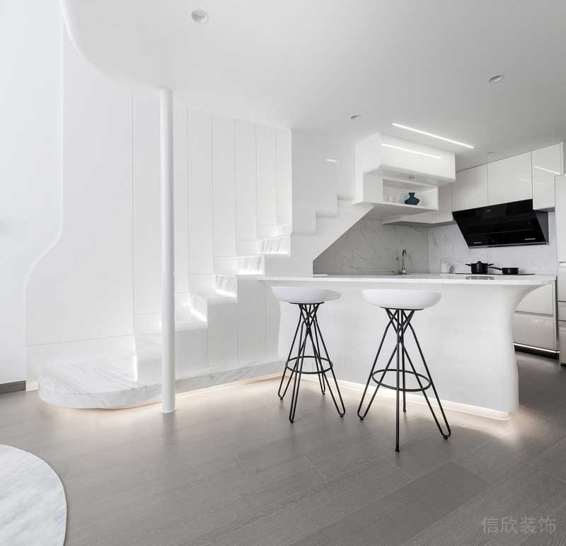 深圳寶安現代白色調家庭裝修案例吧椅 深圳寶安現代白色調家庭裝修案例吧椅