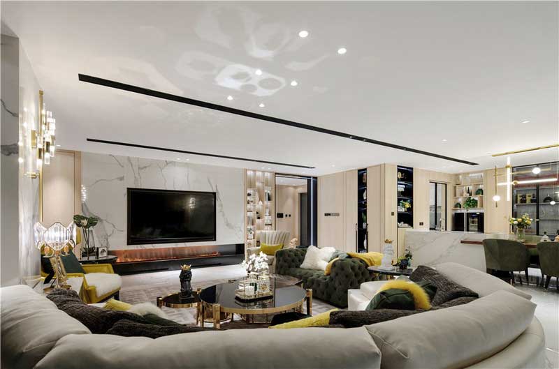 深圳鹽田區輕奢風格舊房裝修施工案例客廳電視背景墻 深圳鹽田區輕奢風格舊房裝修施工案例客廳電視背景墻