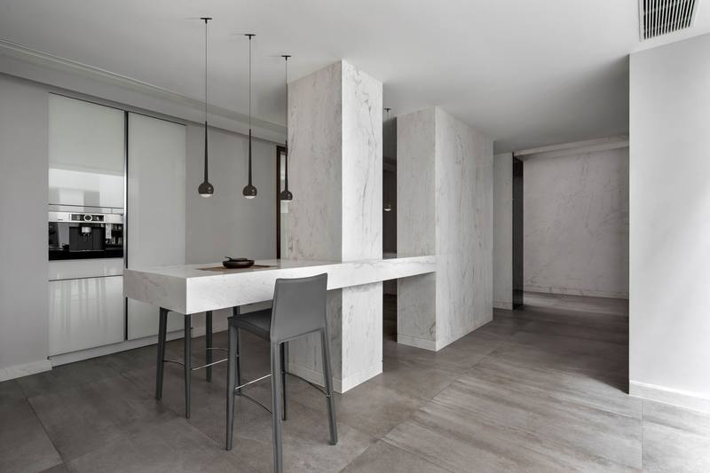 深圳羅湖區(qū)極簡(jiǎn)風(fēng)80平方復(fù)式小戶型裝修設(shè)計(jì)吧臺(tái)