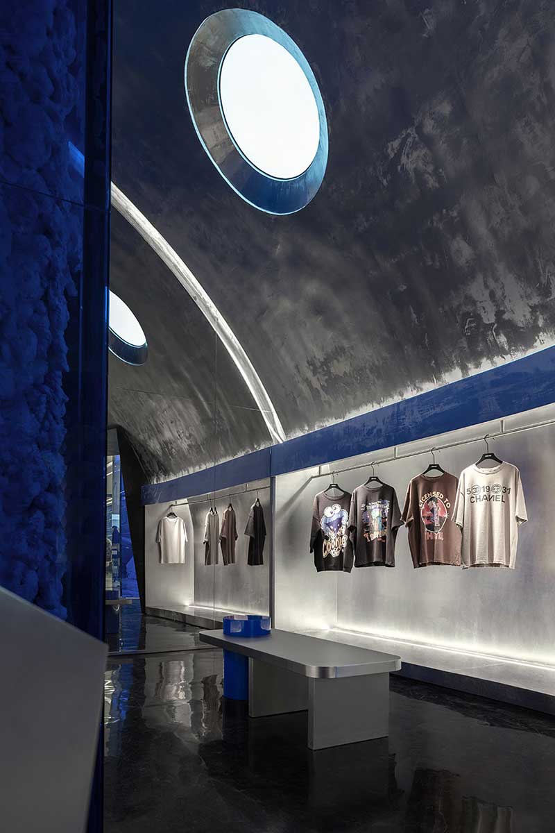 深圳鹽田服裝店弧形服裝展示設計休息區 深圳鹽田服裝店弧形服裝展示設計休息區