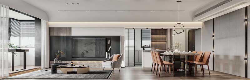 現(xiàn)代美學(xué)與臺式風格的相遇，沒有紛繁復(fù)雜的裝飾、用質(zhì)樸的色彩和材質(zhì)線條的搭配，將設(shè)計美學(xué)轉(zhuǎn)化為家的精致細節(jié)。