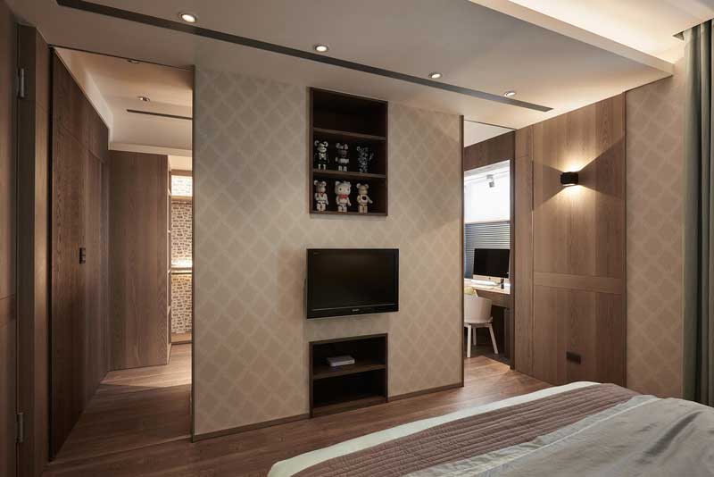 深圳福田區(qū)梅林北歐風格家庭裝修工程主臥電視隔斷墻 深圳福田區(qū)梅林北歐風格家庭裝修工程主臥電視隔斷墻