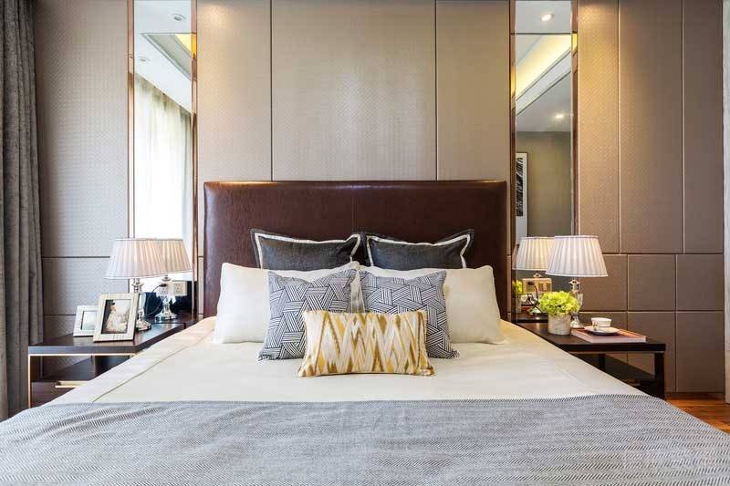 深圳龍華觀瀾現(xiàn)代輕奢家庭別墅裝飾設(shè)計次臥床頭背景墻 深圳龍華觀瀾現(xiàn)代輕奢家庭別墅裝飾設(shè)計次臥床頭背景墻