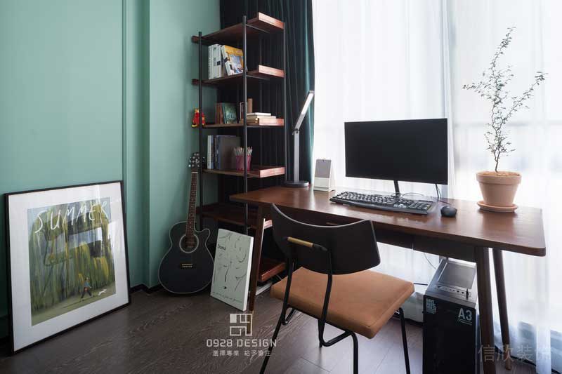 深圳鹽田現(xiàn)代美式精裝房裝修設(shè)計(jì)書(shū)房