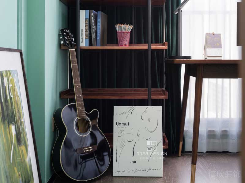 深圳鹽田現(xiàn)代美式精裝房裝修設(shè)計(jì)書(shū)房軟裝陳設(shè)