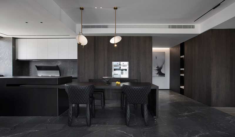 深圳鹽田美式極簡風家庭新房裝修工程案例餐廳島臺 深圳鹽田美式極簡風家庭新房裝修工程案例餐廳島臺