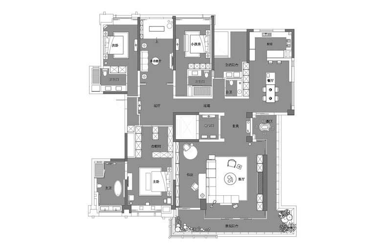 深圳龍崗區黑白灰極簡風家居裝修竣工實景圖平面布置圖 深圳龍崗區黑白灰極簡風家居裝修竣工實景圖平面布置圖