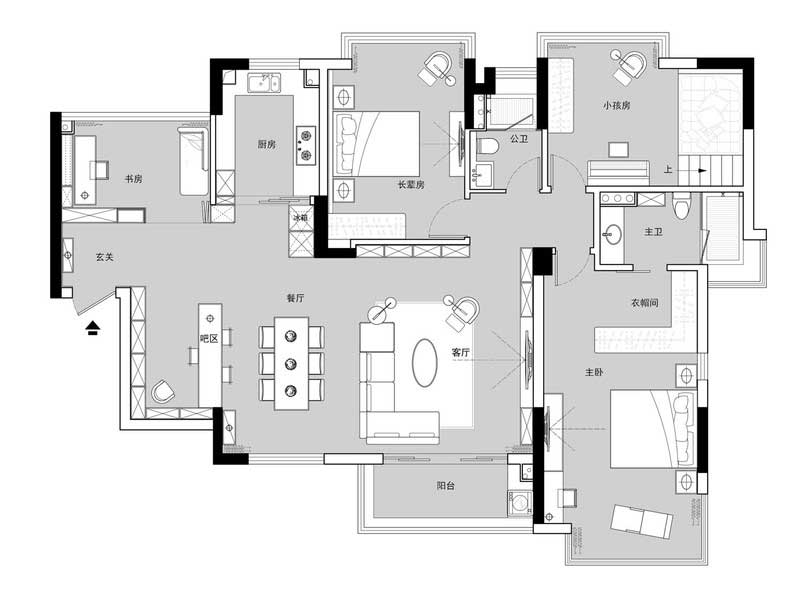 客餐廳經過調整空間的比重,得到更為開闊的公共空間以及更自由的活動軌跡,整個空間重構比例,利用材質的特性以及調整整體細節后,將入戶玄關、客餐廳以及廚房原有四大塊略顯局促的獨立盒子化整為零。 客餐廳經過調整空間的比重,得到更為開闊的公共空間以及更自由的活動軌跡,整個空間重構比例,利用材質的特性以及調整整體細節后,將入戶玄關、客餐廳以及廚房原有四大塊略顯局促的獨立盒子化整為零。
