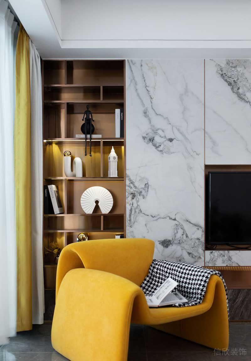 深圳龍崗坂田萬科第五園輕奢風大戶型樣板間設計客廳黃色沙發 深圳龍崗坂田萬科第五園輕奢風大戶型樣板間設計客廳黃色沙發