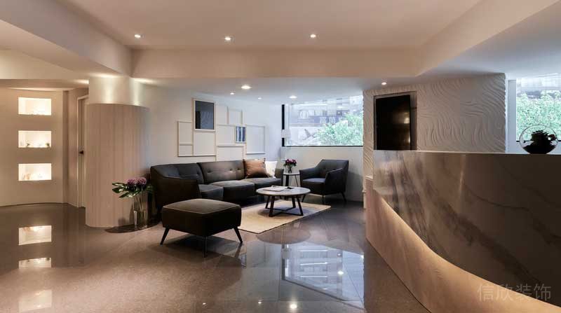 輕奢風意式極簡效果裝修設(shè)計開放空間通透墻體裝飾客廳效果