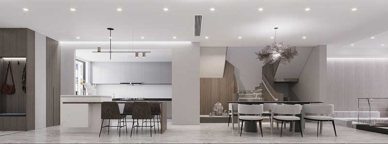 全景圖學區(qū)房裝修效果套房裝修設(shè)計就餐區(qū)開放式廚房簡約白