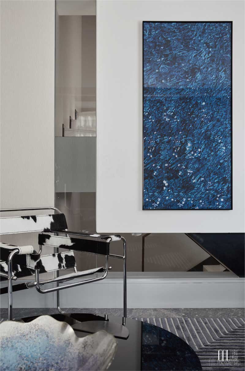 墻體隔斷玻璃撞色設(shè)計(jì)簡(jiǎn)約極簡(jiǎn)風(fēng)裝修效果客廳