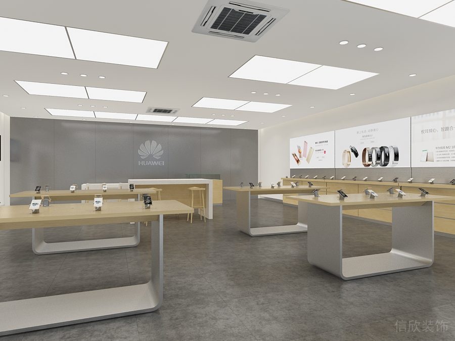 深圳福田COCO Park現(xiàn)代風(fēng)格華為專賣店裝修設(shè)計軟膜天花吊頂