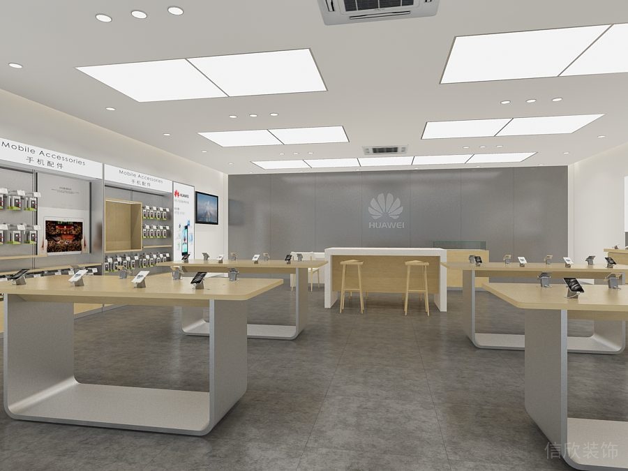 深圳福田COCO Park現(xiàn)代風(fēng)格華為專賣店裝修設(shè)計企業(yè)形象背景墻