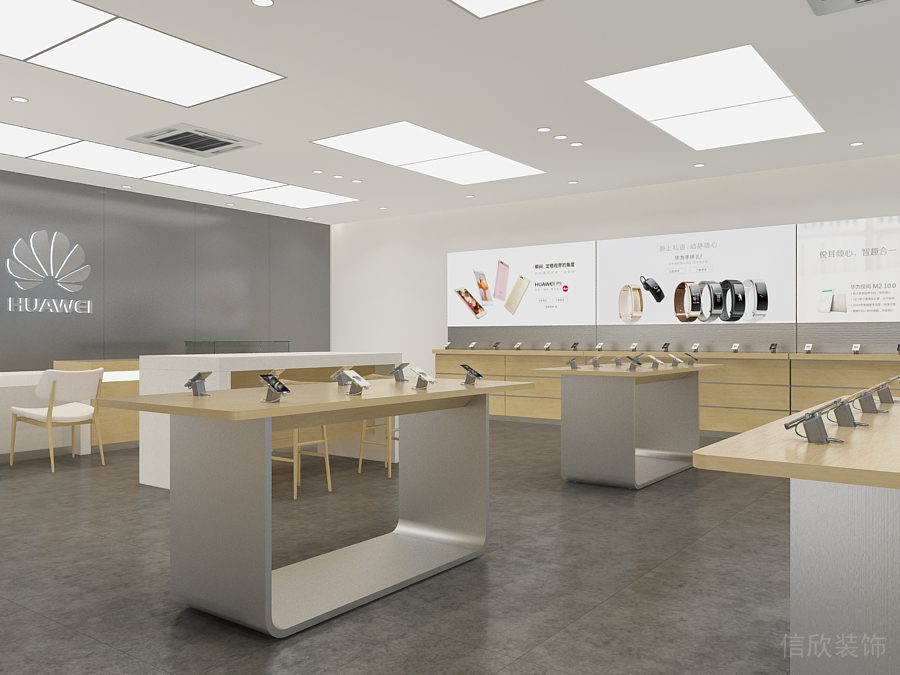深圳福田COCO Park現(xiàn)代風(fēng)格華為專賣店裝修設(shè)計燈箱展示墻