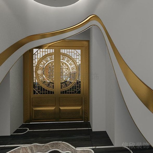 福田新洲美容院裝修設計金色大門 588×588