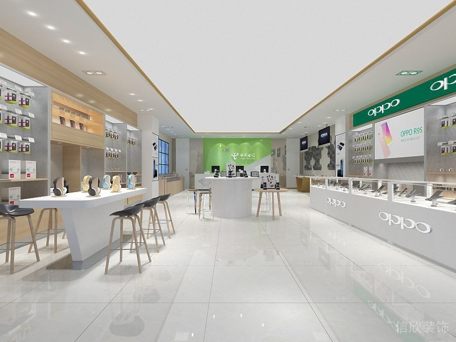 深圳龍崗區(qū)華潤萬象匯現(xiàn)代風格oppo專賣店裝修設計—軟膜天花吊頂