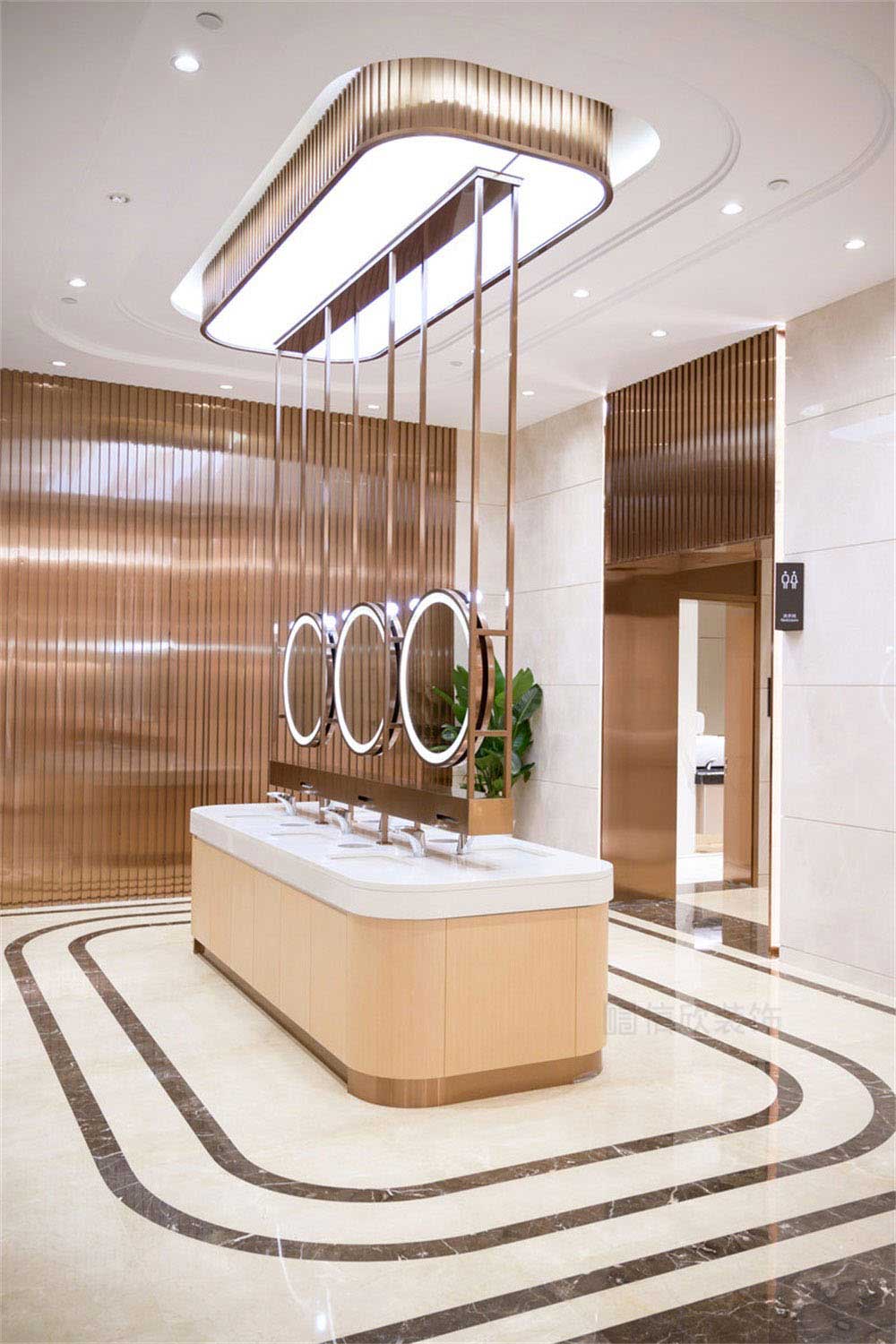 深圳龍華公司輕奢風員工餐廳裝修設計中島洗手臺 深圳龍華公司輕奢風員工餐廳裝修設計中島洗手臺