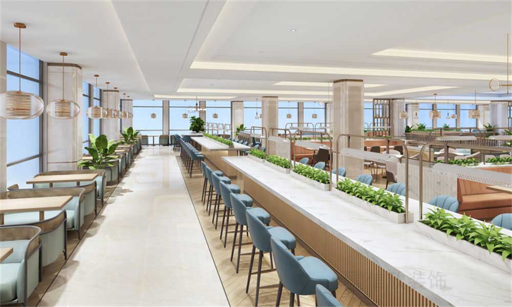 深圳龍華公司輕奢風員工餐廳裝修設計家具組合 深圳龍華公司輕奢風員工餐廳裝修設計家具組合