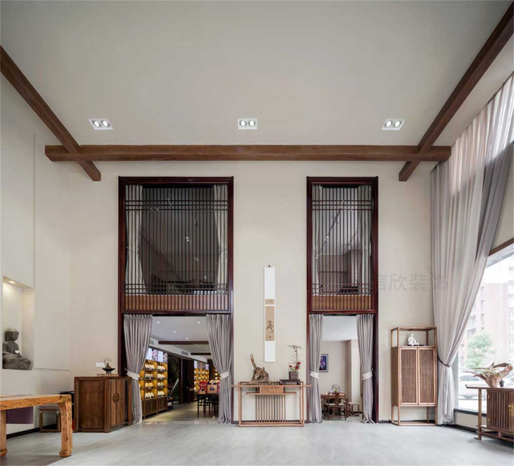 深圳龍崗新中式茶館裝修設(shè)計(jì)天花