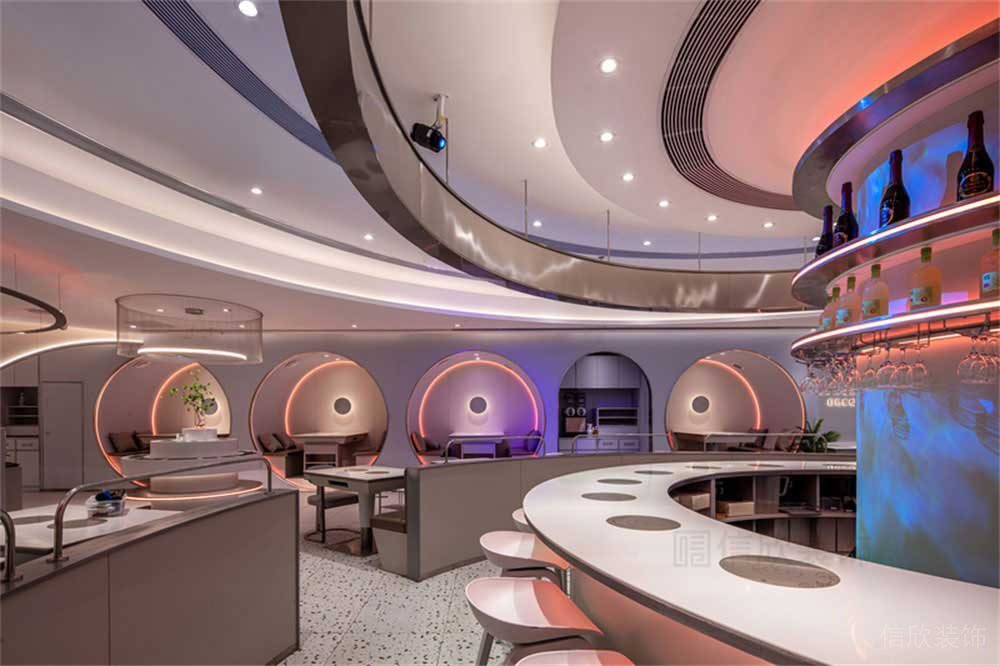 深圳龍崗現(xiàn)代風格火鍋店裝修設計燈光效果