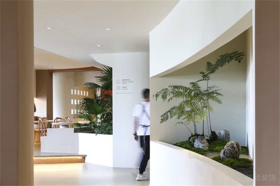 深圳簡約風格素食館裝修設(shè)計綠植裝飾