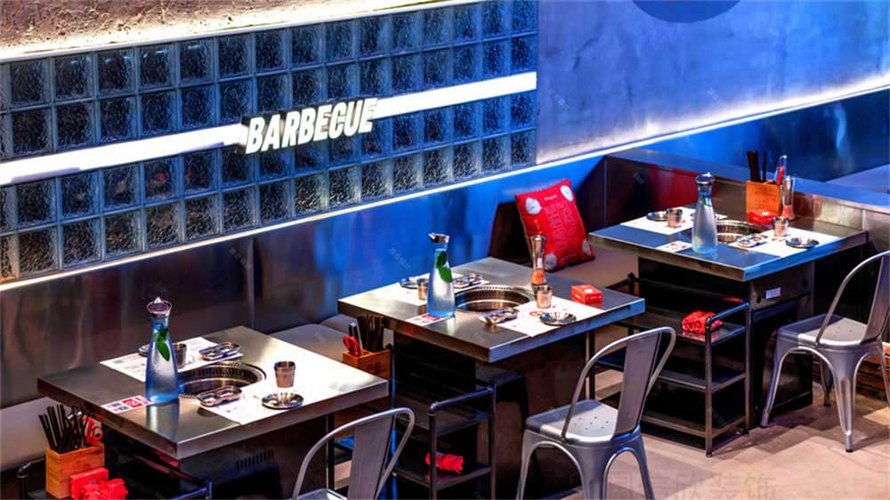 工業風烤肉店餐飲裝修設計實景案例燈光效果 工業風烤肉店餐飲裝修設計實景案例燈光效果