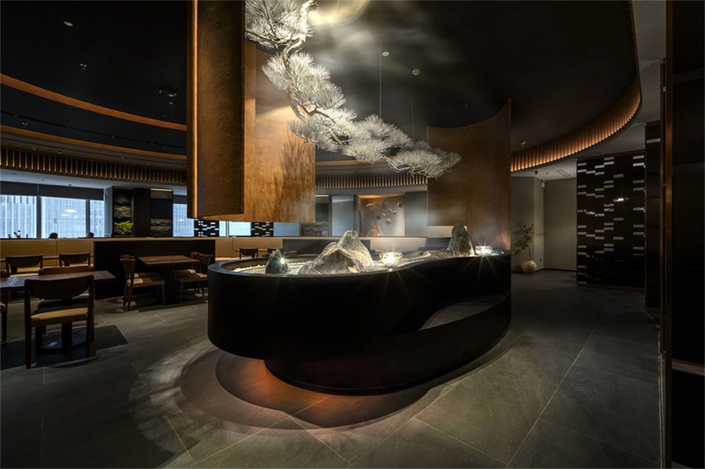 深圳鹽田新中式風格川菜館裝修設計藝術景觀中島臺 深圳鹽田新中式風格川菜館裝修設計藝術景觀中島臺