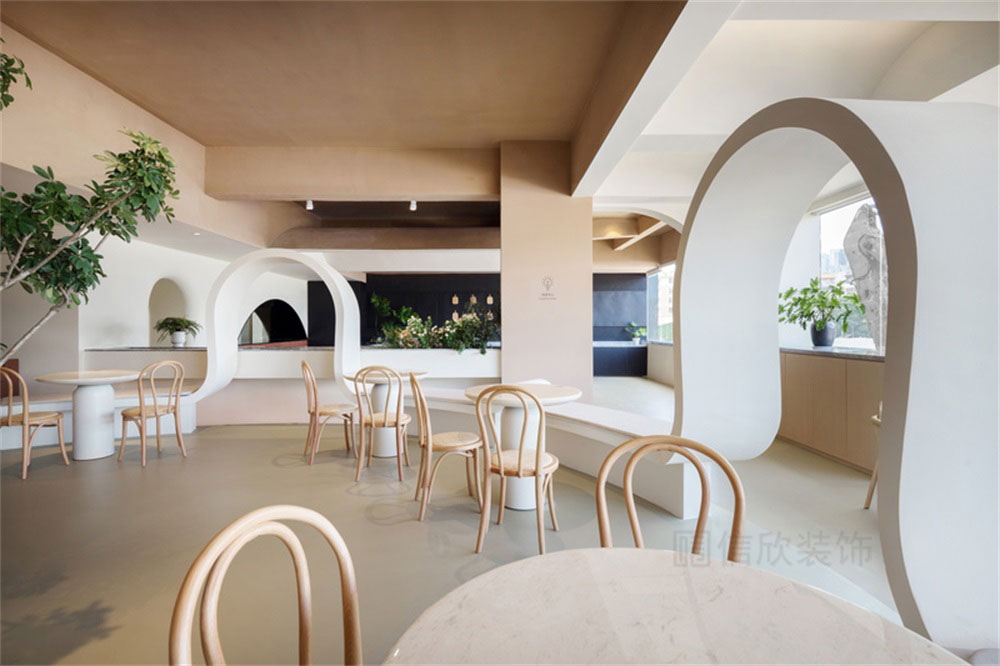 深圳簡約風格素食館裝修設計中庭用餐區 深圳簡約風格素食館裝修設計中庭用餐區