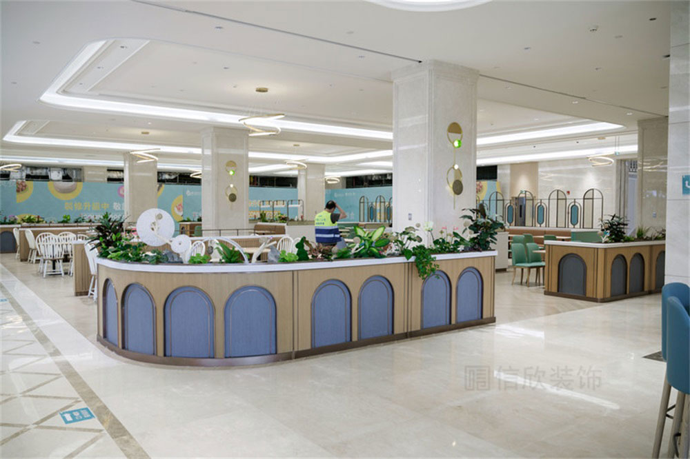 深圳龍華公司輕奢風員工餐廳裝修設計地面鋪貼 深圳龍華公司輕奢風員工餐廳裝修設計地面鋪貼