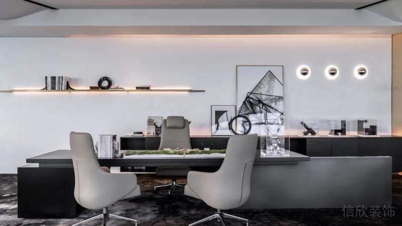深圳龍崗區(qū)金地龍城中央現(xiàn)代簡(jiǎn)約風(fēng)格寫(xiě)字樓裝修總裁辦公室效果圖