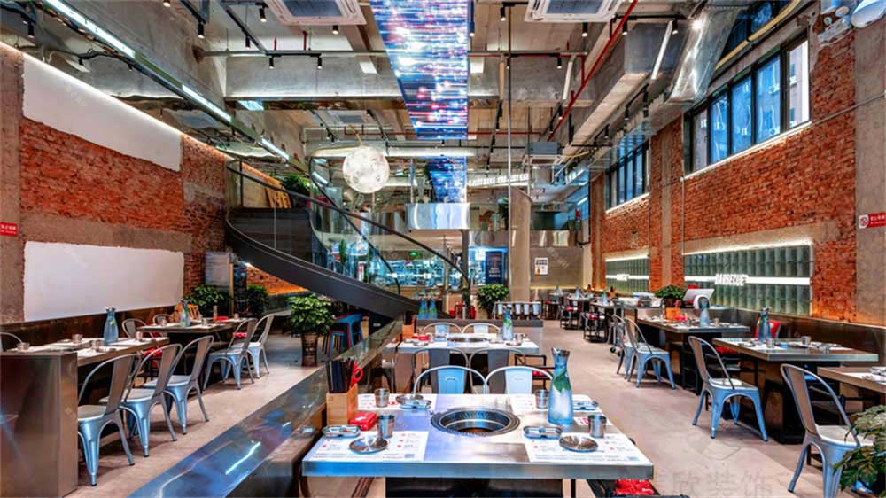 工業風烤肉店餐飲裝修設計實景案例大廳 工業風烤肉店餐飲裝修設計實景案例大廳