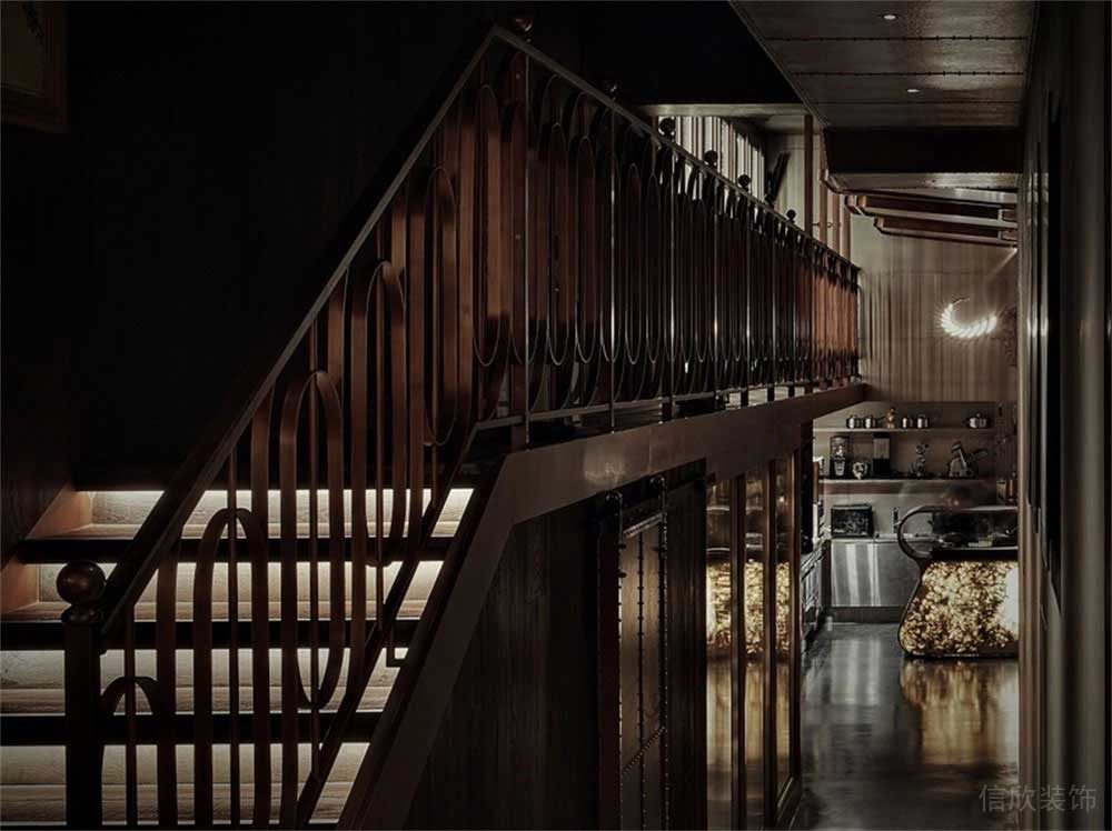 深圳龍華簡約美式風格私房菜餐飲店裝修設計樓梯扶手 深圳龍華簡約美式風格私房菜餐飲店裝修設計樓梯扶手