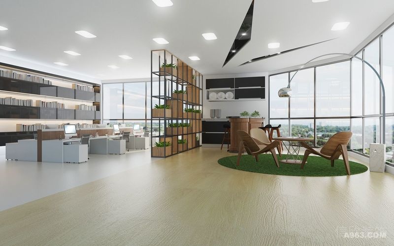 墻體金屬隔斷天花內(nèi)嵌式led燈直線草坪休息區(qū)洽談市員工開發(fā)區(qū)域休息設計