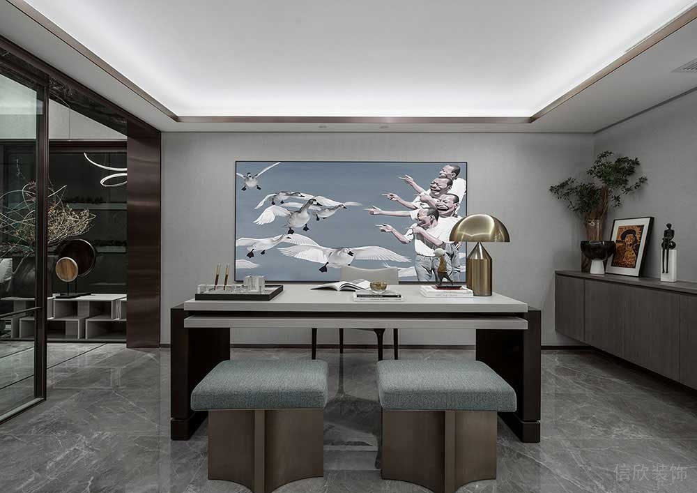 輕奢新中式商務辦公場所總經(jīng)理辦公室設(shè)計裝修圖