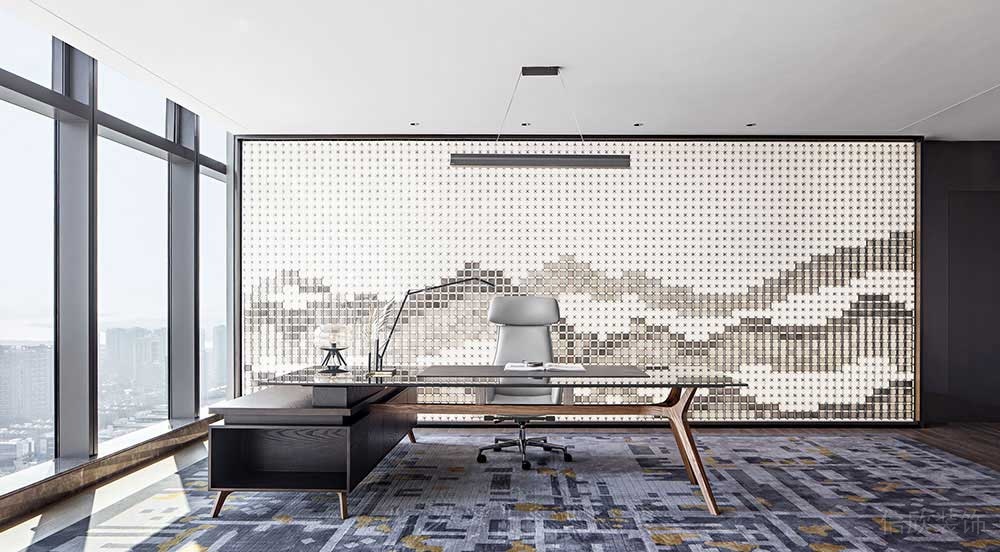 現(xiàn)代中式董事長辦公室設計裝修圖