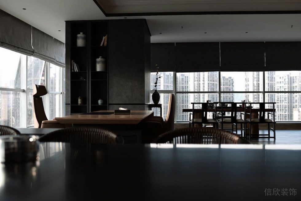 新中式風(fēng)格辦公場(chǎng)所案例董事長(zhǎng)辦公室設(shè)計(jì)裝修圖