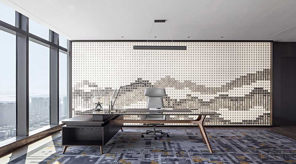 新中式風格辦公空間總經(jīng)理辦公室裝修圖