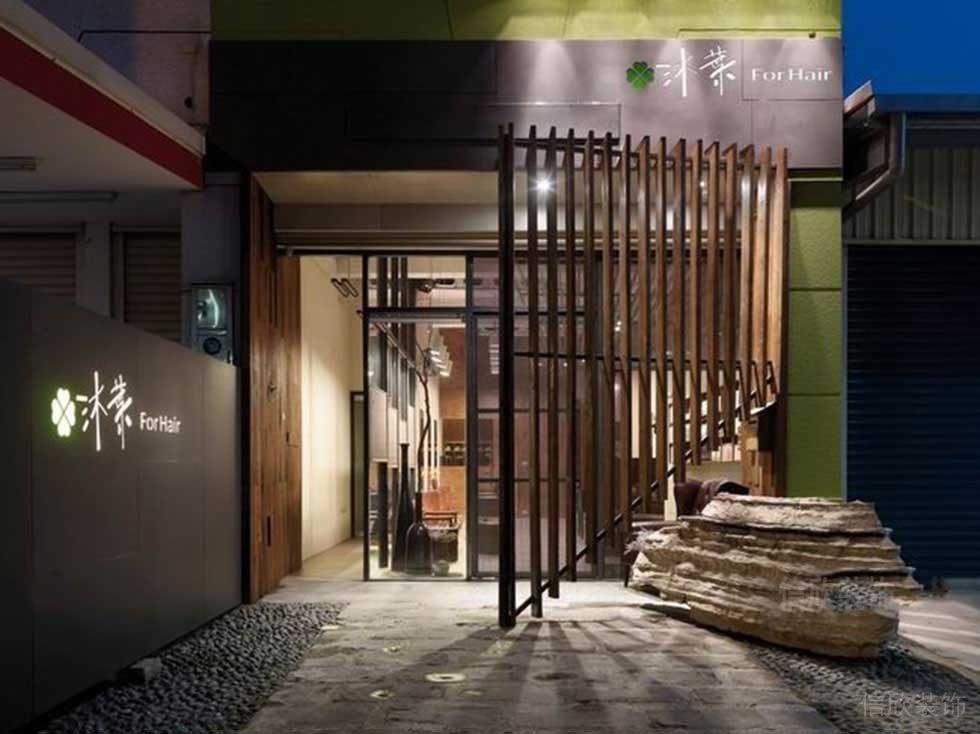 鵝軟石地板裝修燈飾設(shè)計日式門店柵格板木質(zhì)效果圖店鋪