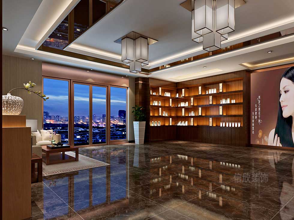 深圳現(xiàn)代中式美發(fā)店大廳裝修設計