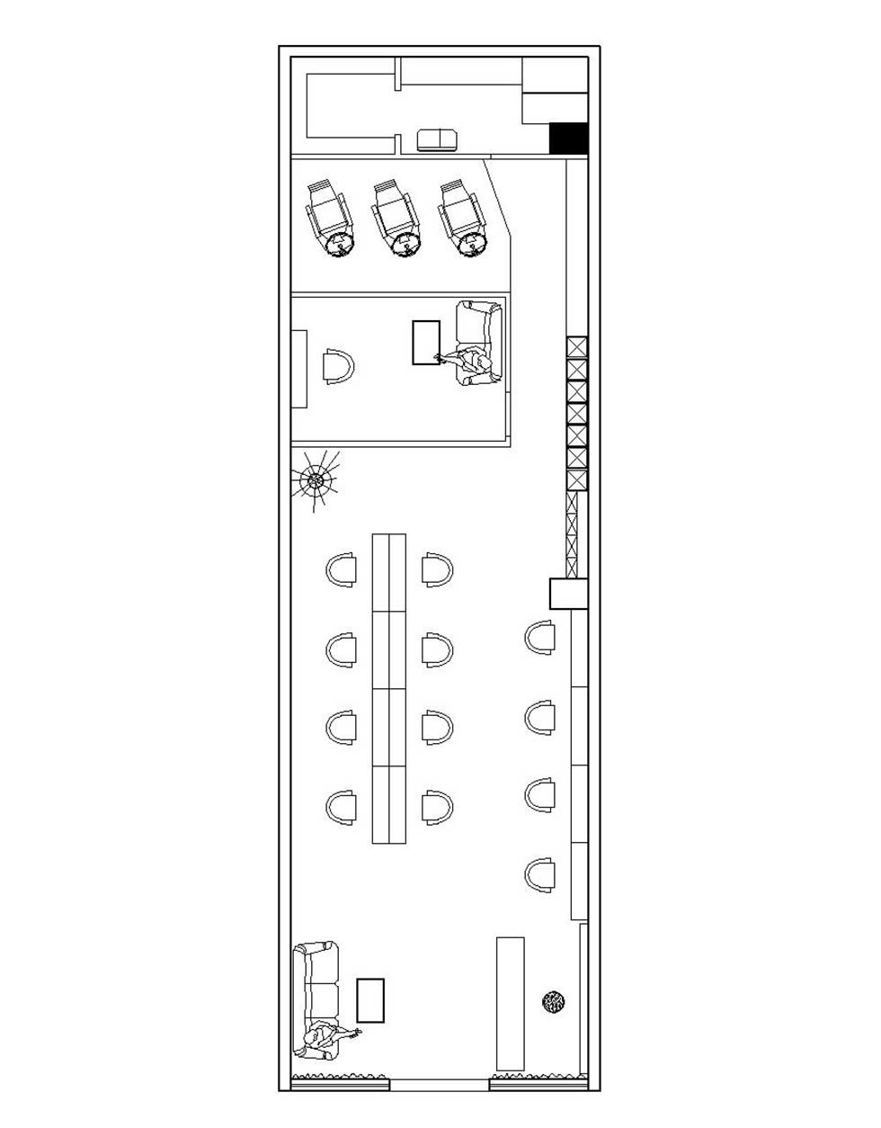 深圳剪藝理發(fā)店裝修設(shè)計平面布置圖