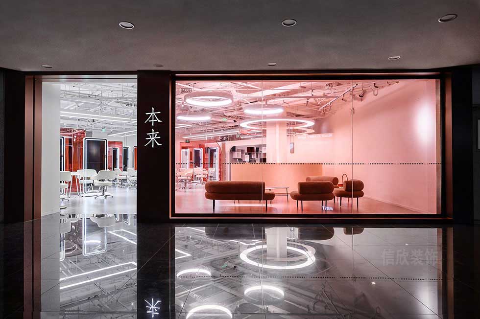 深圳羅湖400平方美發店裝修外立面施工案例 深圳羅湖400平方美發店裝修外立面施工案例