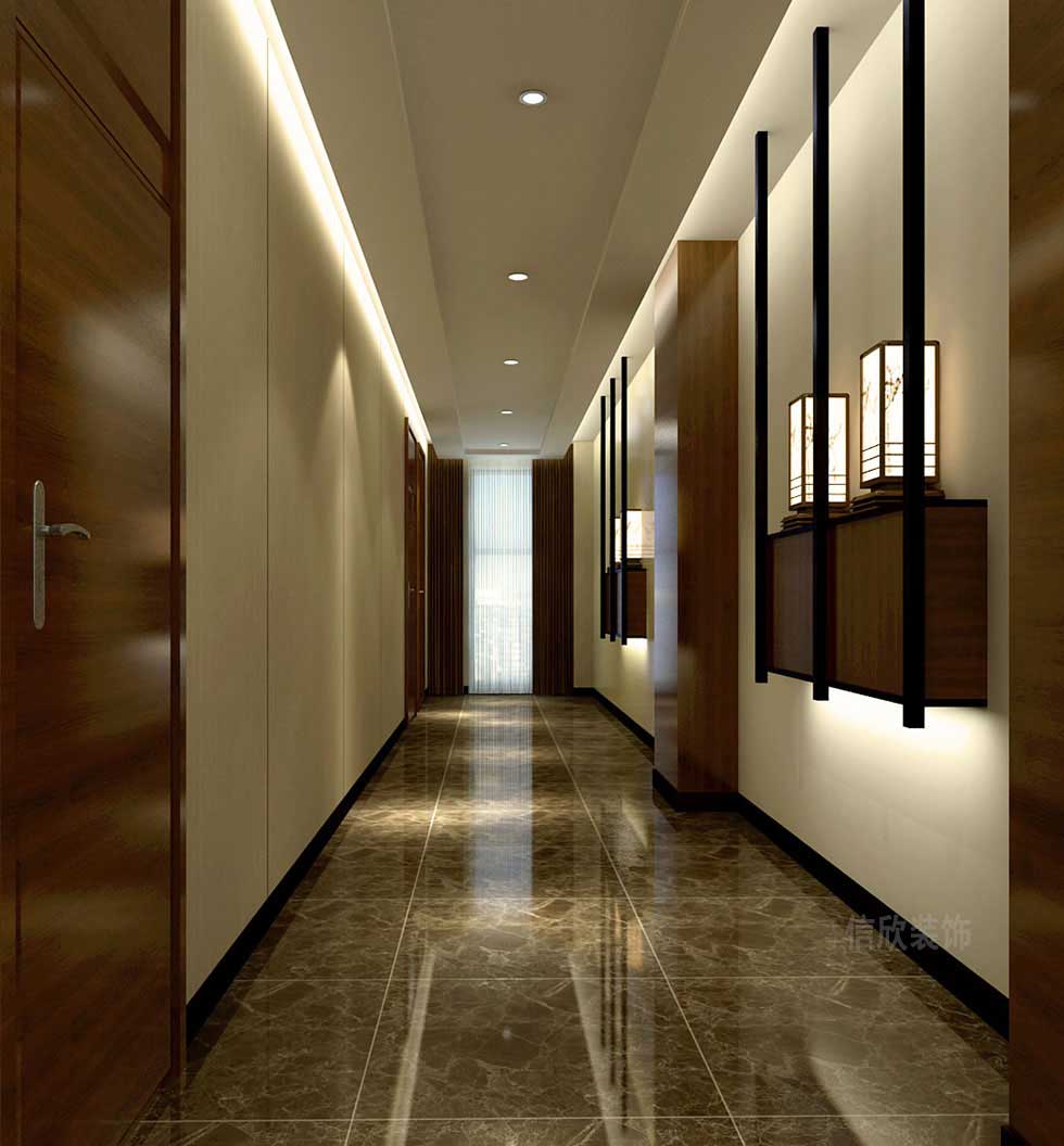 深圳現(xiàn)代中式美發(fā)店走廊裝修設計