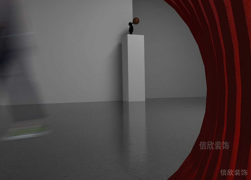工作室過道裝修設(shè)計簡約風(fēng)紅色弧線設(shè)計