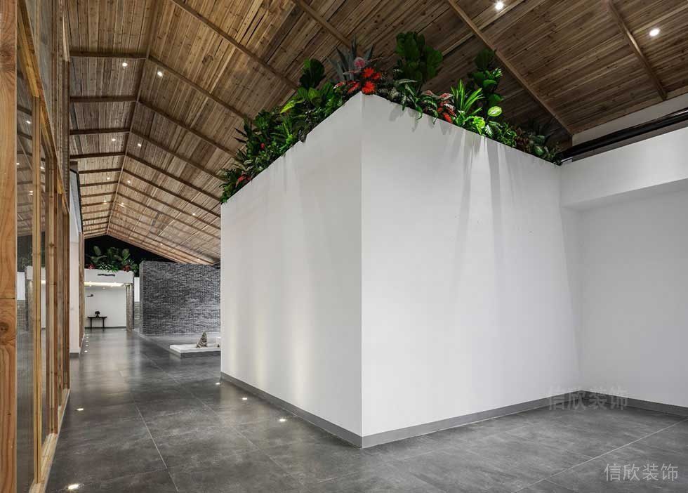 工作室原寂風(fēng)綠化墻體設(shè)計圖過道大理石裝修