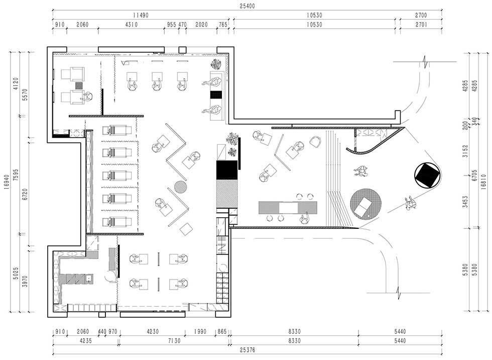 簡約的小理發店理發區裝修設計平面布置 簡約的小理發店理發區裝修設計平面布置