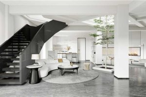 鹽田區(qū)極簡風(fēng)格辦公室裝修設(shè)計休閑接待廳效果圖