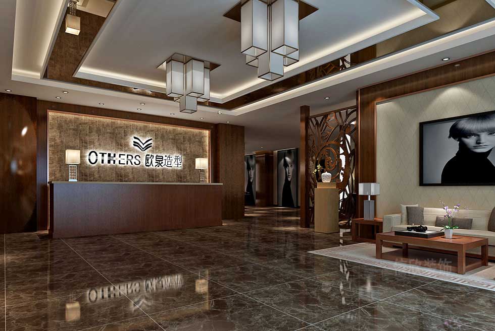 深圳現(xiàn)代中式美發(fā)店前臺裝修設計