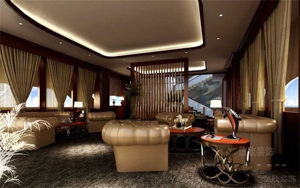 休閑中心裝修休閑等候區米色的皮質的沙發